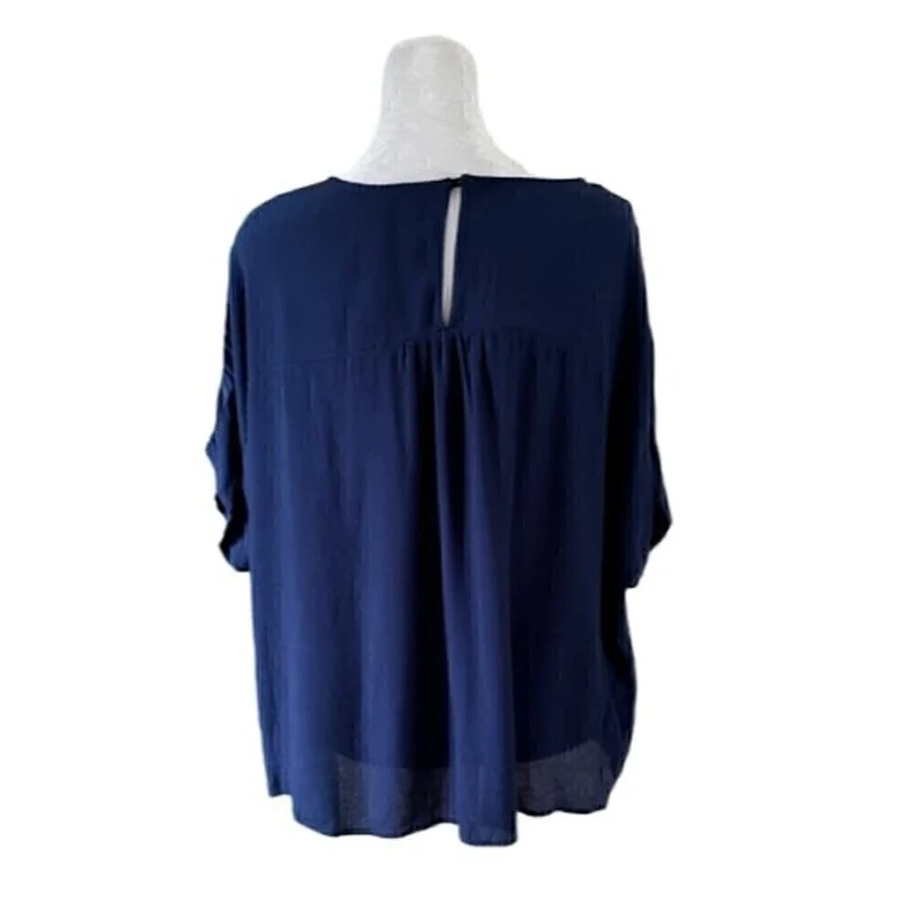 Madewell Rhyme Navy Vneck Top Blouse Size Small NWT